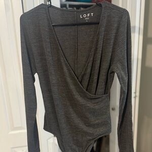 LOFT Charcoal Long Sleeve Bodysuit